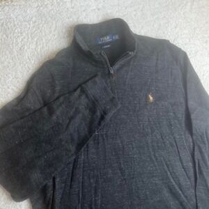 Polo Ralph Lauren men's grey quarter zip sweater estate rib 1/4 xl